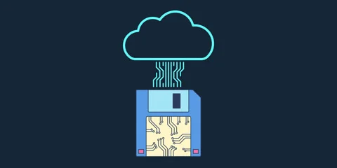 Retro Cloud Storage Animation Stockbeeldmateriaal 329458969