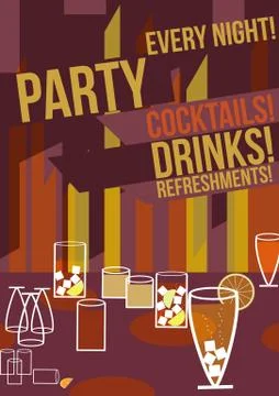Retro Cocktail Poster Design - Vector Illustration Stock Illustration