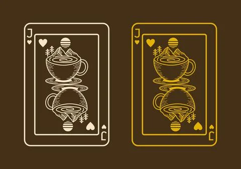 Retro coffee cup and mountain in card design Illustrazione stock