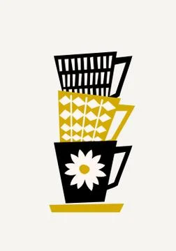 Retro Coffee Cups Illustrazione stock