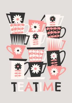 Retro Coffee Cups Stock Illustration