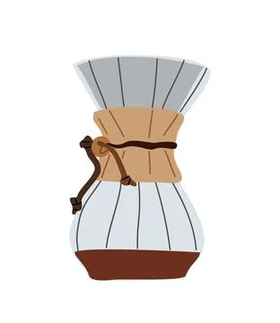 Retro coffee dripper with paper filter isolated. Stock Illustration
