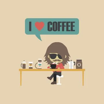 Retro coffee lover Illustrazione stock