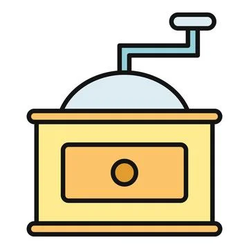 Retro coffee mill with a hand crank for home kitchen use Stock Illustration