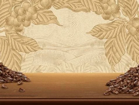 Retro coffee plants background Stock Illustration