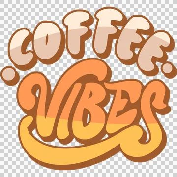 Retro Coffee Vibes Typography Design - PNG Design Overlay イラスト素材