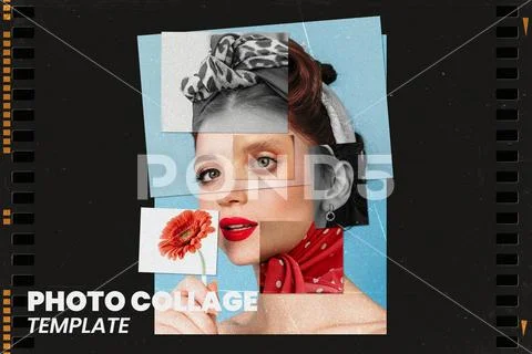 Retro Collage Portrait Photo Template PSD Template