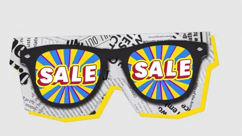 Retro Collage Style Eyewear Animation with Discount Offer Video stock 324557145