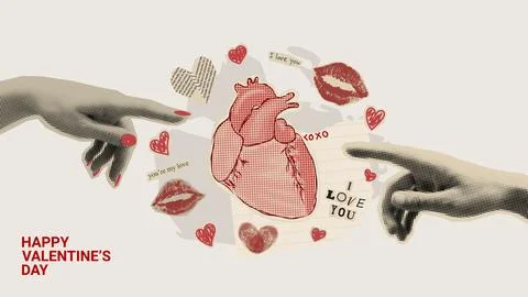 Retro collage for Valentine's Day Stock Illustration