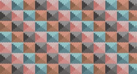 Retro color geometric knitted pattern, Festive Sweater Design. Seamless Kni.. Stock Illustration