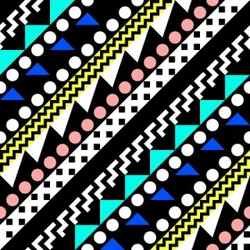 Retro color seamless pattern. Fancy abstract geometric art print. Ethnic hipster Stock Illustration
