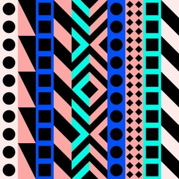 Retro color seamless pattern. Fancy abstract geometric art print. Ethnic hipster Stock Illustration