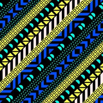 Retro color seamless pattern. Fancy abstract geometric art print. Ethnic hipster Stock Illustration