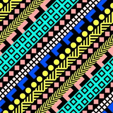 Retro color seamless pattern. Fancy abstract geometric art print. Ethnic hipster Stock Illustration