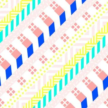 Retro color seamless pattern. Fancy abstract geometric art print. Ethnic hipster Stock Illustration