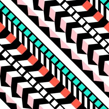 Retro color seamless pattern. Fancy abstract geometric art print. Ethnic hipster Stock Illustration