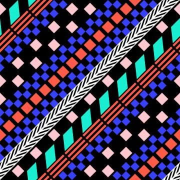 Retro color seamless pattern. Fancy abstract geometric art print. Ethnic hipster Stock Illustration