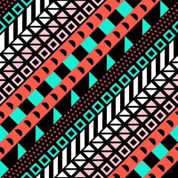 Retro color seamless pattern. Fancy abstract geometric art print. Ethnic hipster Stock Illustration