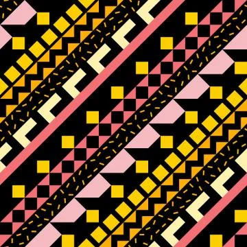 Retro color seamless pattern. Fancy abstract geometric art print. Ethnic hipster Stock Illustration
