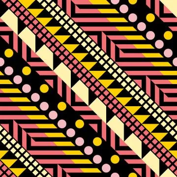 Retro color seamless pattern. Fancy abstract geometric art print. Ethnic hipster Stock Illustration