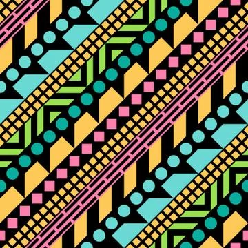 Retro color seamless pattern. Fancy abstract geometric art print. Ethnic hipster Stock Illustration