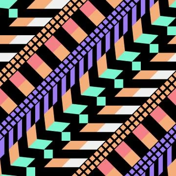 Retro color seamless pattern. Fancy abstract geometric art print. Ethnic hipster Stock Illustration