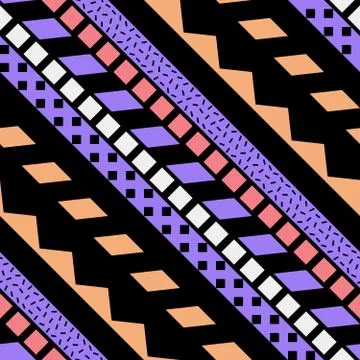 Retro color seamless pattern. Fancy abstract geometric art print. Ethnic hipster Stock Illustration