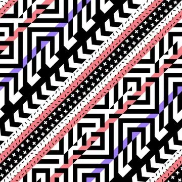 Retro color seamless pattern. Fancy abstract geometric art print. Ethnic hipster Stock Illustration