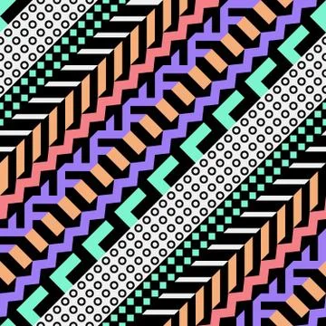 Retro color seamless pattern. Fancy abstract geometric art print. Ethnic hipster Stock Illustration