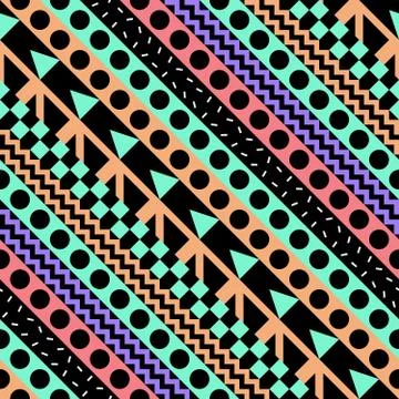 Retro color seamless pattern. Fancy abstract geometric art print. Ethnic hipster Stock Illustration