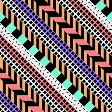Retro color seamless pattern. Fancy abstract geometric art print. Ethnic hipster Stock Illustration