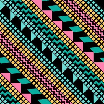 Retro color seamless pattern. Fancy abstract geometric art print. Ethnic hi.. 스톡 일러스트
