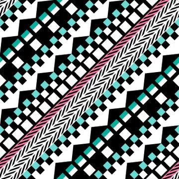 Retro color seamless pattern. Fancy abstract geometric art print. Ethnic hips Stock Illustration
