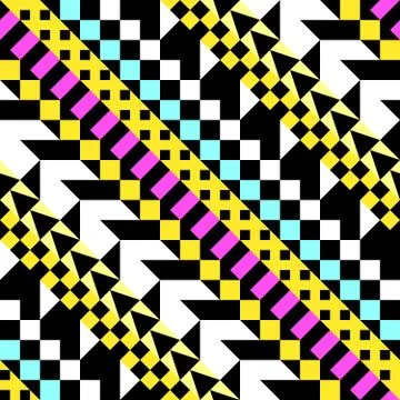 Retro color seamless pattern. Fancy abstract geometric art print. Ethnic hips Stock Illustration