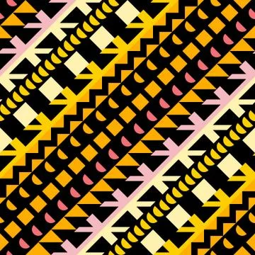 Retro color seamless pattern. Fancy abstract geometric art print. Ethnic hips Stock Illustration