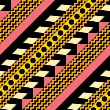 Retro color seamless pattern. Fancy abstract geometric art print. Ethnic hips Stock Illustration