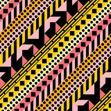 Retro color seamless pattern. Fancy abstract geometric art print. Ethnic hips Stock Illustration
