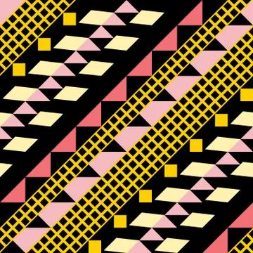 Retro color seamless pattern. Fancy abstract geometric art print. Ethnic hips Stock Illustration