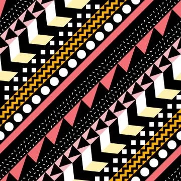 Retro color seamless pattern. Fancy abstract geometric art print. Ethnic hips Stock-Illustration