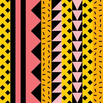 Retro color seamless pattern. Fancy abstract geometric art print. Ethnic hips Stock Illustration
