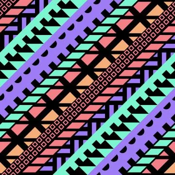 Retro color seamless pattern. Fancy abstract geometric art print. Ethnic hips Stock Illustration