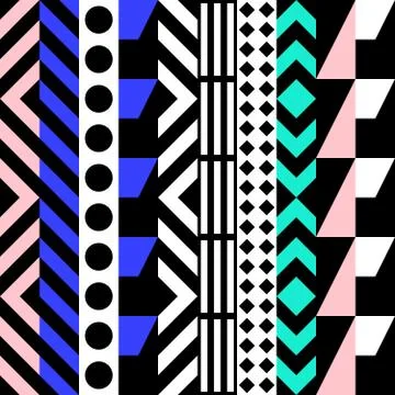Retro color seamless pattern. Fancy abstract geometric art print. Ethnic hips Stock Illustration