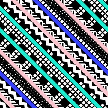 Retro color seamless pattern. Fancy abstract geometric art print. Ethnic hips Stock Illustration