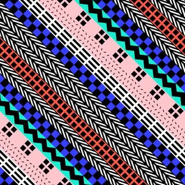 Retro color seamless pattern. Fancy abstract geometric art print. Ethnic hips Stock Illustration
