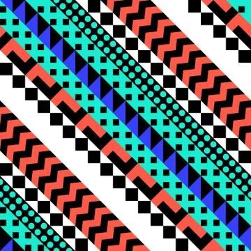 Retro color seamless pattern. Fancy abstract geometric art print. Ethnic hips Stock Illustration