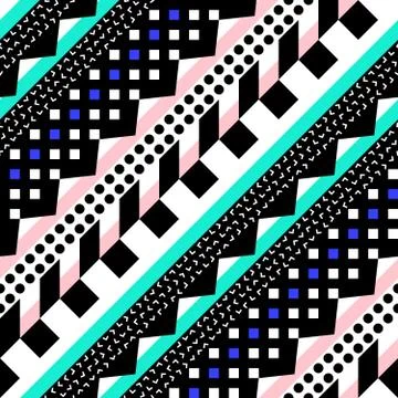Retro color seamless pattern. Fancy abstract geometric art print. Ethnic hips Stock Illustration
