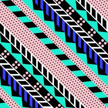 Retro color seamless pattern. Fancy abstract geometric art print. Ethnic hips Illustrazione stock