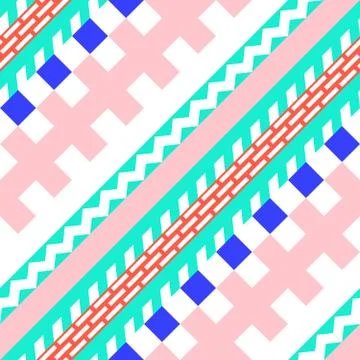 Retro color seamless pattern. Fancy abstract geometric art print. Ethnic hips Illustrazione stock