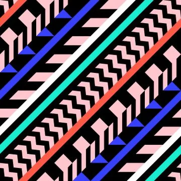 Retro color seamless pattern. Fancy abstract geometric art print. Ethnic hips Stock Illustration