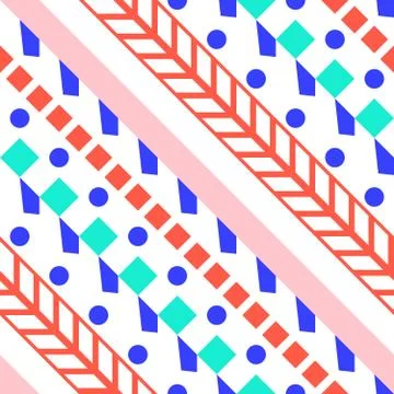 Retro color seamless pattern. Fancy abstract geometric art print. Ethnic hips Stock Illustration